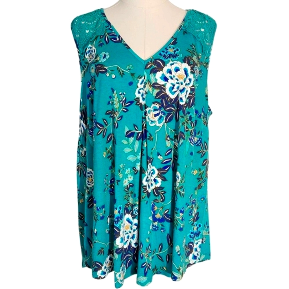 Daniel Rainn Teal Green Detail Knit Top Size 2X New